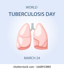 World Tuberculosis Day. The symbol of the lungs over blue background. Vector illustration in flat style 