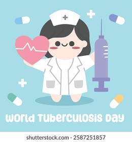 World tuberculosis day vector design for celebration. Suitable for background, template, social media, poster, flyer design, flat illustration, banner, etc 