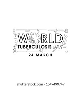 World Tuberculosis Day - Vector logo poster banner illustration of World Tuberculosis Day on March 24th. Lungs Health care awareness campaign. isolated on white background.
