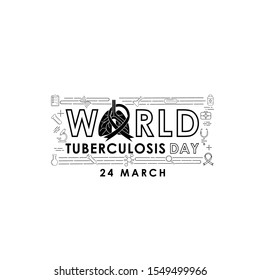 World Tuberculosis Day - Vector logo poster banner illustration of World Tuberculosis Day on March 24th. Lungs Health care awareness campaign. isolated on white background.
