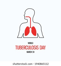 Vector del Día Mundial de la Tuberculosis. Hombre con un vector de ícono de pulmones enfermos. Cartel del Día de la TB, 24 de marzo. Día importante