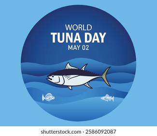 World Tuna day, 2nd May. Banner, poster, card, postcard, placard, background design. also good for world tuna day celebration, logo, symbol, sign, t shirt, sticker, flyer design.