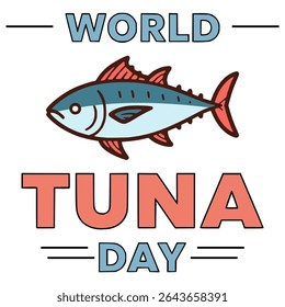 world tuna day celebration poster banner flat color vector illustration template design
