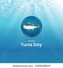 World Tuna Day creative. Tuna fish vector illustration. World Tuna Day awareness creative banner, poster design. vector water background on Tuna.