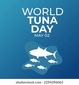 world Tuna Day, May 02. tuna fish illustration vector on navy blue background