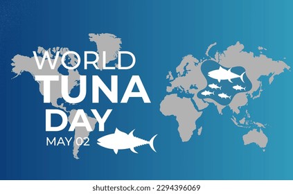 world Tuna Day, May 02. tuna fish illustration vector on navy blue background