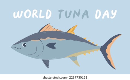 World tuna day modern vector. Good for logo, symbol, sign, t shirt, sticker, flyer design. Vector EPS10