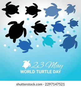 World Turtle Day. 23 May. Holiday concept. Template for background, banner, card, poster with text inscription. Vector illustration