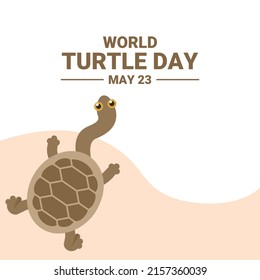World turtle day banner, with snake neck turtle vector illustration.