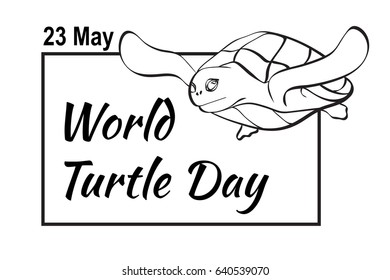 World Turtle Day black and white vector design