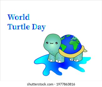 world turtle day . turtle with earth concept vector illustrator .
