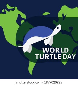 World Turtle Day logo design and map Background. Vector illustration