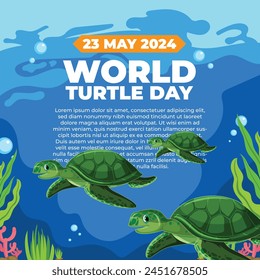 World Turtle Day – May 23, 2024, Attractive design, can be used on all social media platforms, beautiful color combination, get it now for your first purchase.