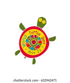 World Turtle day. May 23. Logo. Design element for poster, postcard. Banner. Vector illustration.
