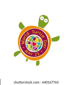 World Turtle day. May 23. Logo. Design element for poster, postcard. Vector illustration.