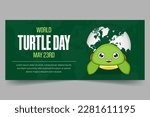 World Turtle Day May 23rd banner design with turtle and globe illustration