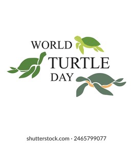 World Turtle Day Template Design. World oceans day concept, turtle underwater with many beautiful coral, help to protect animal and environment