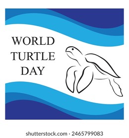 World Turtle Day Template Design. World oceans day concept, turtle underwater with many beautiful coral, help to protect animal and environment