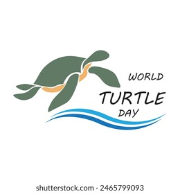 World Turtle Day Template Design. World oceans day concept, turtle underwater with many beautiful coral, help to protect animal and environment