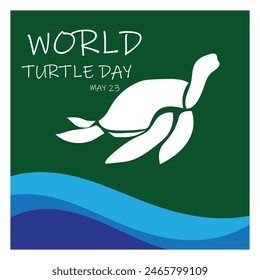 World Turtle Day Template Design. World oceans day concept, turtle underwater with many beautiful coral, help to protect animal and environment