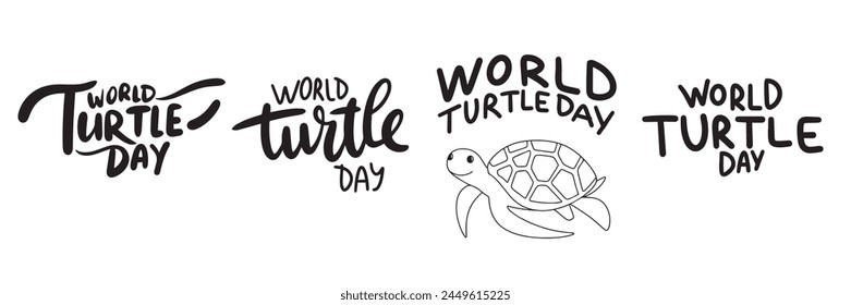 World Turtle Day text. Hand drawn vector art.