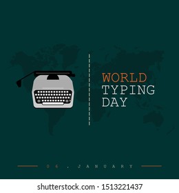 World Typing Day on 06 January with Type Writer, typer machine cartoon design