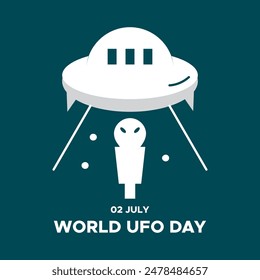 world UFO day, 02 July, illustration, dark background, eps file. UFO day space ship illustration.