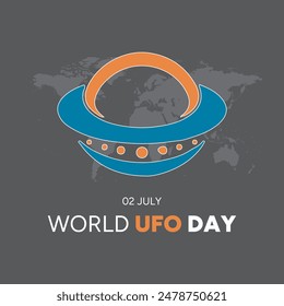 world UFO day, 2 july, typography, vector illustration. UFO day eps file.