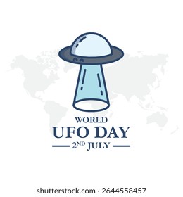 World ufo day 2 july. UFO worlds day. poster greeting card illustration design.