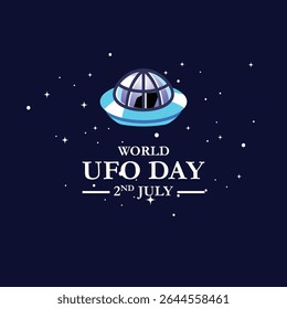 World ufo day 2 july. UFO worlds day. poster greeting card illustration design.