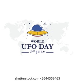 World ufo day 2 july. UFO worlds day. poster greeting card illustration design.