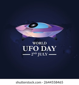 World ufo day 2 july. UFO worlds day. poster greeting card illustration design.