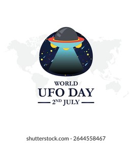 World ufo day 2 july. UFO worlds day. poster greeting card illustration design.