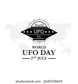 World ufo day 2 july. UFO worlds day. poster greeting card illustration design.
