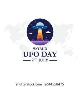 World ufo day 2 july. UFO worlds day. poster greeting card illustration design.