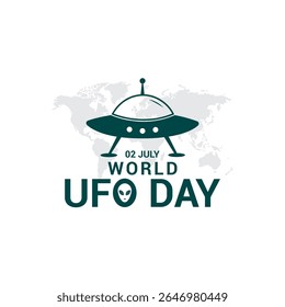 World UFO day, 2 July, typography, vector illustration. UFO day eps file