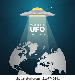 World UFO Day 2nd July illustration on night galaxy gradient color background design