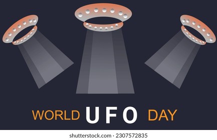 World UFO Day. background, banner, card, poster, template. Vector illustration.