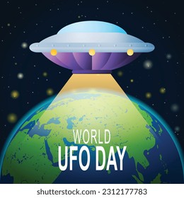 World UFO Day background. Crazy Obscure Pop Culture. Vector illustration.
