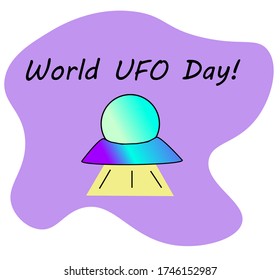 world ufo day banner or symbol, extraterrestrial beings . vector ufo illustration. flying saucer