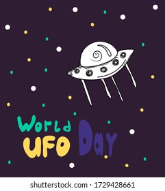  World UFO Day card .Vector 