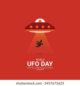 World ufo day creative ads.World ufo day design, july 2, illustration on night galaxy gradient color background design