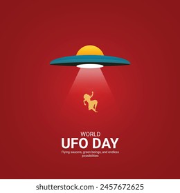 World ufo day creative ads.World ufo day design, july 2, illustration on night galaxy gradient color background design