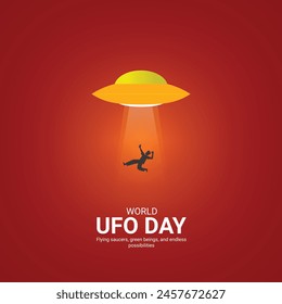 World ufo day creative ads.World ufo day design, july 2, illustration on night galaxy gradient color background design