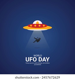 World ufo day creative ads.World ufo day design, july 2, illustration on night galaxy gradient color background design