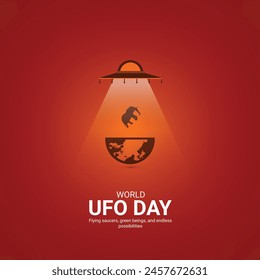 World ufo day creative ads.World ufo day design, july 2, illustration on night galaxy gradient color background design