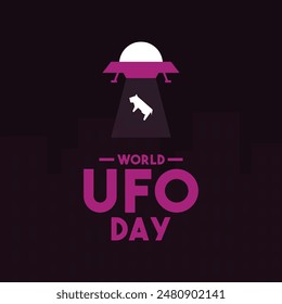 World Ufo Day. Dark purple background. Eps 10.