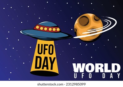 world ufo day design with space and moon