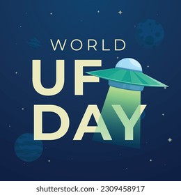 plantilla de diseño de día mundial. ufo diseño vectorial. ilustración de nave espacial. ilustración plana.