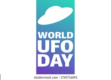 World UFO Day. July 2. Holiday concept. Template for background, banner, card, poster with text inscription. Vector EPS10 illustration